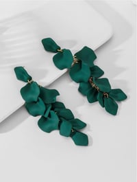 Image 1 of Stream of Petals Earrings- Green