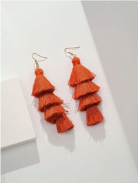 Image 1 of Tassel Flair Earrings-Orange