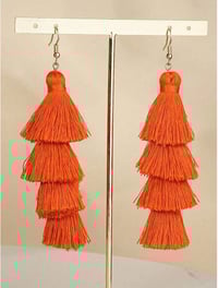 Image 2 of Tassel Flair Earrings-Orange