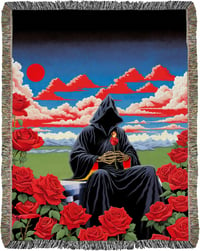 Image 1 of "Blooms in The Realm of The Scarlet Sun" woven blanket PREORDER