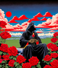 Image 2 of "Blooms in The Realm of The Scarlet Sun" woven blanket PREORDER