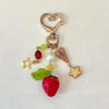 ruby heart flower gold keychains