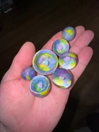 Image 1 of Shades of purple and lemon drop scribble marbles