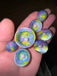 Image 3 of Shades of purple and lemon drop scribble marbles