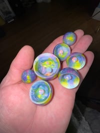 Image 5 of Shades of purple and lemon drop scribble marbles
