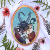 Image 1 of "Krampus" Original 5x7 painting on wood