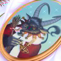 Image 2 of "Krampus" Original 5x7 painting on wood
