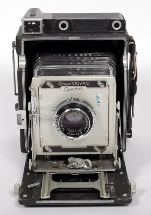 Image of Graflex Crown Graphic 4X5 Camera w/ Schneider 135mm lens + film + holders #5642