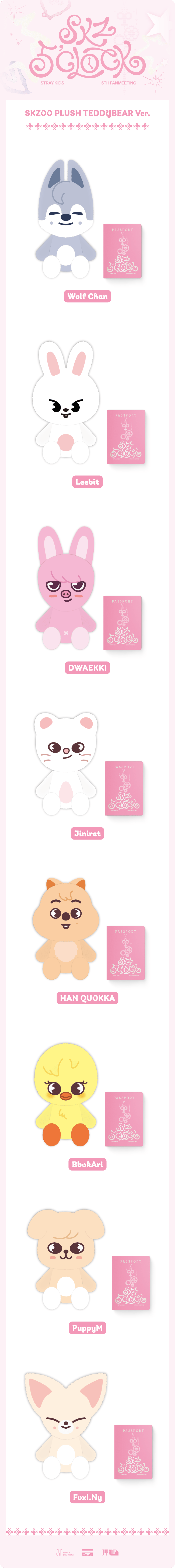 Image of [PRE-ORDER] Stray Kids (SKZ 5’CLOCK) SKZOO Plush (Teddy bear Ver.)