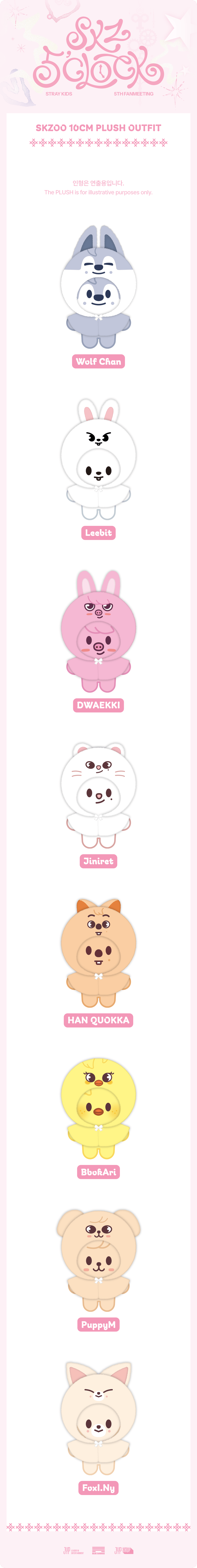 Image of [PRE-ORDER] Stray Kids (SKZ 5’CLOCK) SKZOO 10CM Plush Outfit