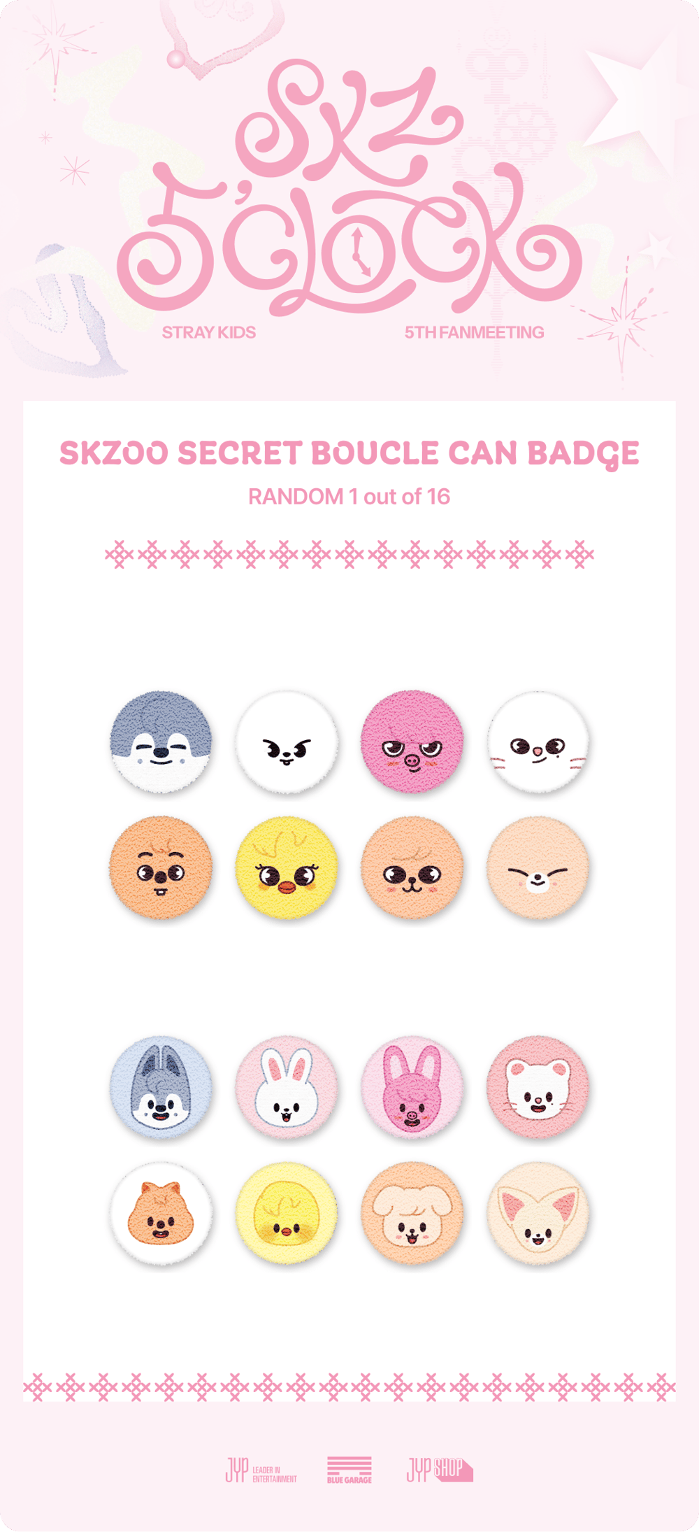Image of [PRE-ORDER] Stray Kids (SKZ 5’CLOCK) SKZOO Secret Boucle Can Badge