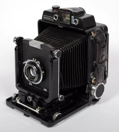 Image of Wista 45RF 4X5 Field camera with 135mm + 215mm Lenses + Holders + FRESNEL + FILM #5647