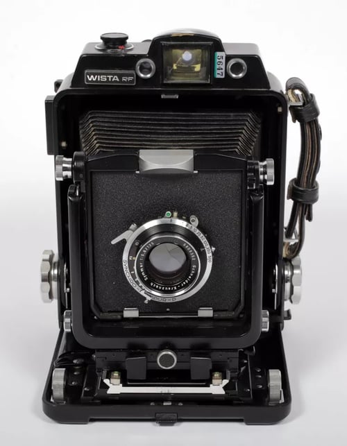 Image of Wista 45RF 4X5 Field camera with 135mm + 215mm Lenses + Holders + FRESNEL + FILM #5647