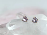 Image 3 of Heart Stud Earrings - Minimalist Romantic Crystal Jewelry in Antique Gold-Tone Post Earring