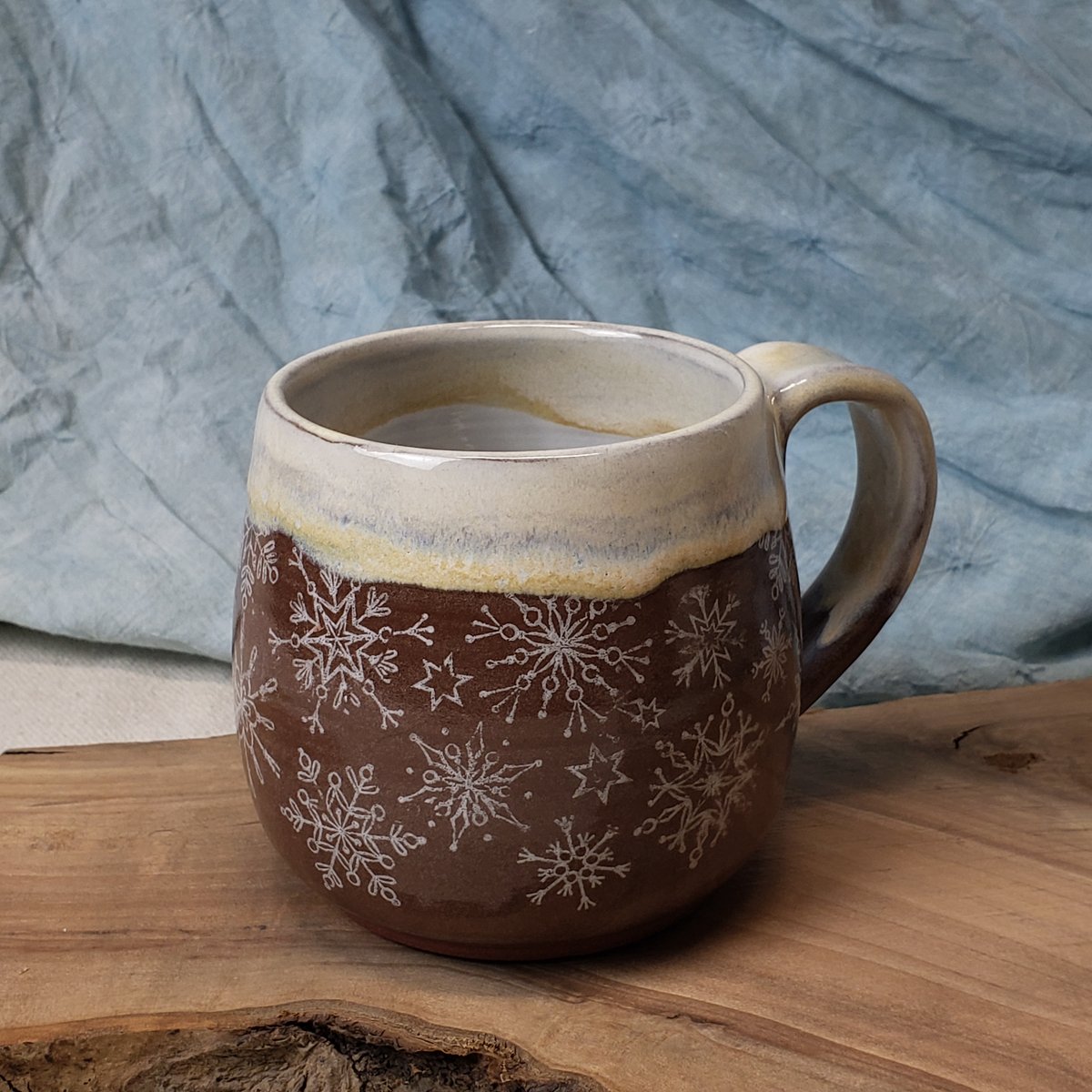 Image of First Eggnog and Cinnamon: Snowflakes Falling Seasonal Mug