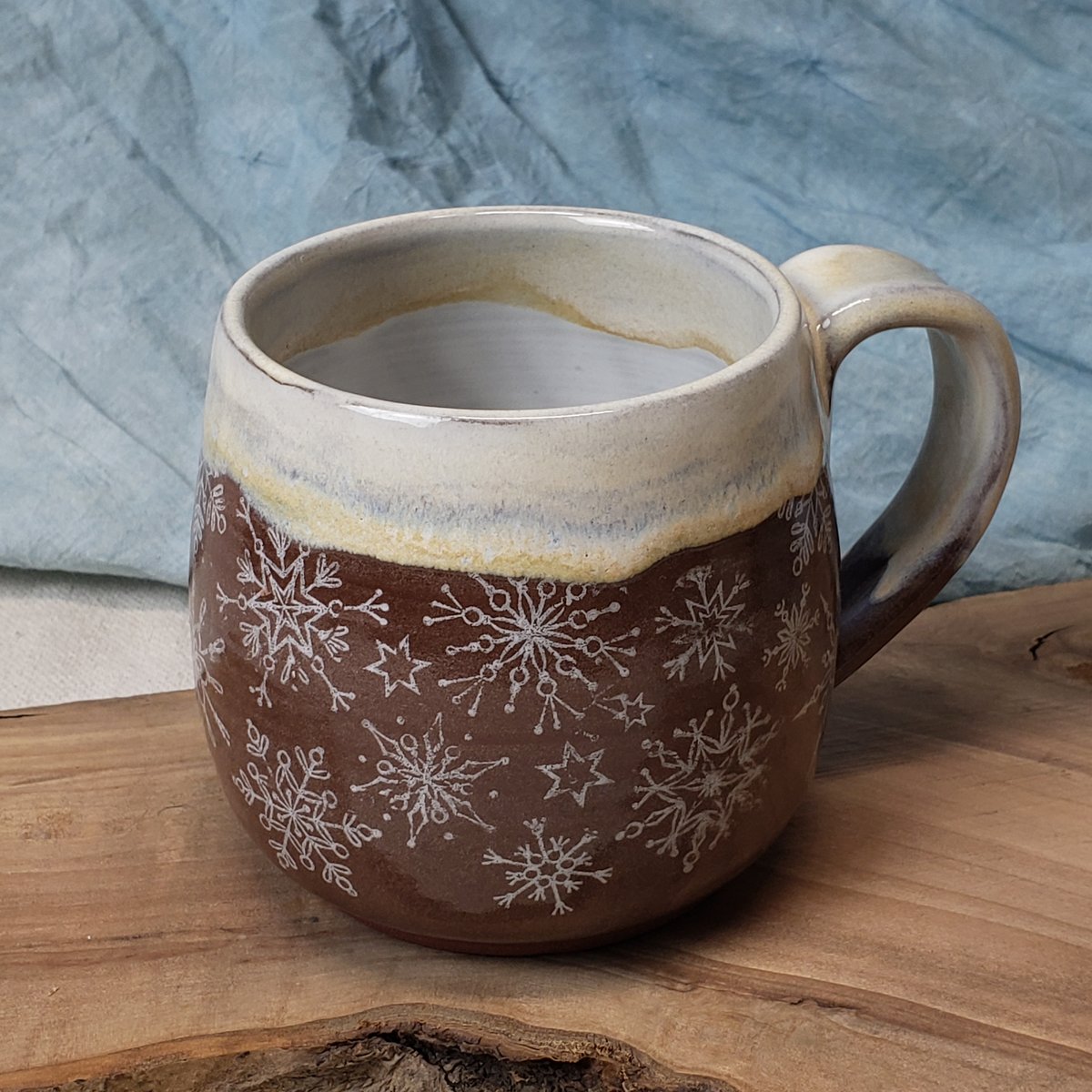 Image of First Eggnog and Cinnamon: Snowflakes Falling Seasonal Mug