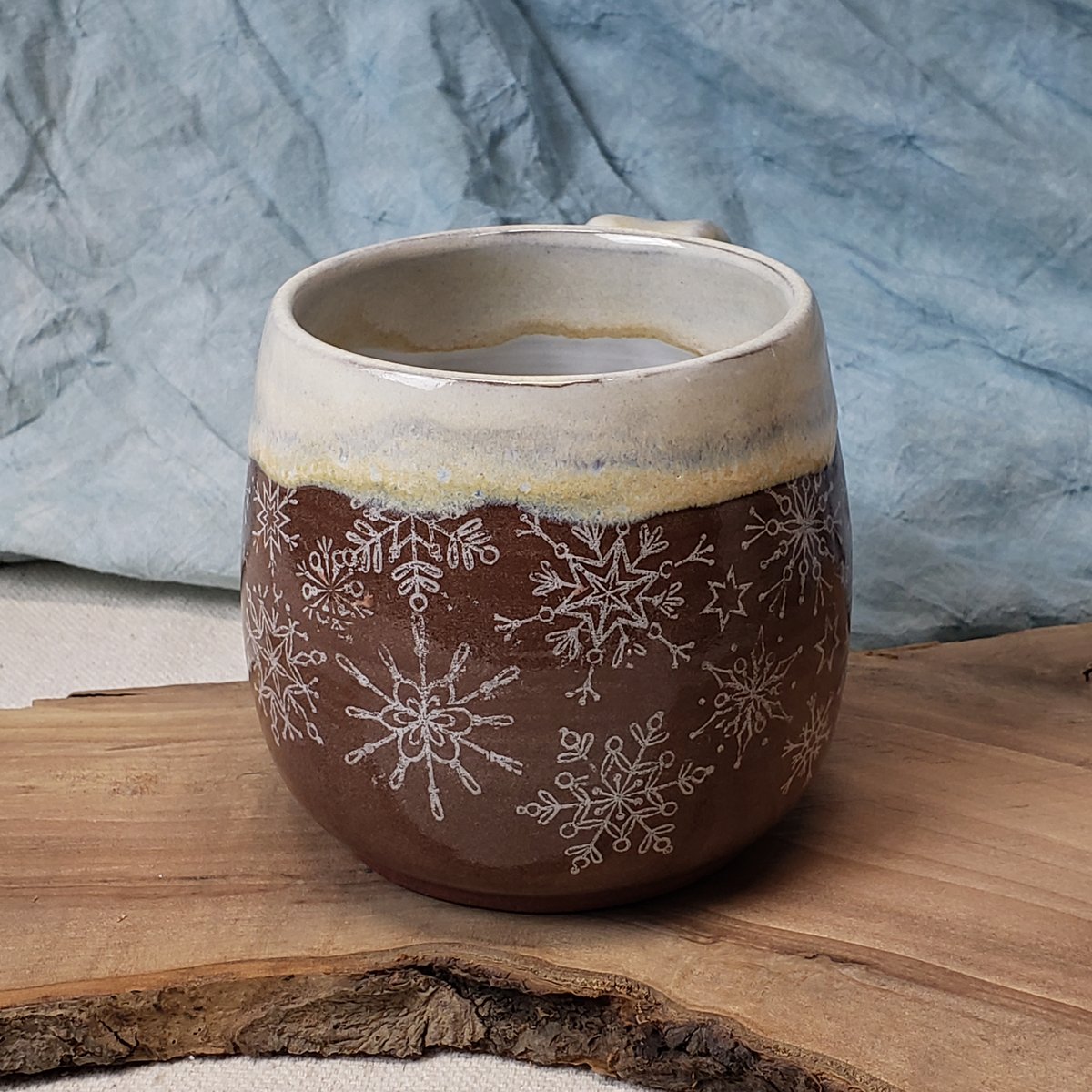 Image of First Eggnog and Cinnamon: Snowflakes Falling Seasonal Mug