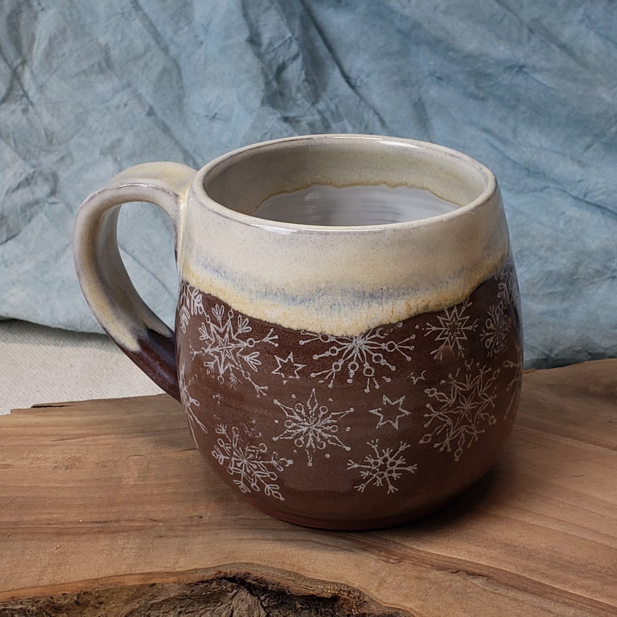 Image of First Eggnog and Cinnamon: Snowflakes Falling Seasonal Mug