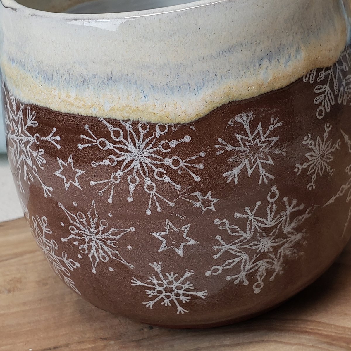 Image of First Eggnog and Cinnamon: Snowflakes Falling Seasonal Mug