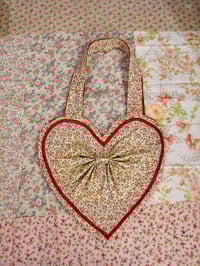 Image 1 of Heart Tote Bag (Cream + Red Roses)