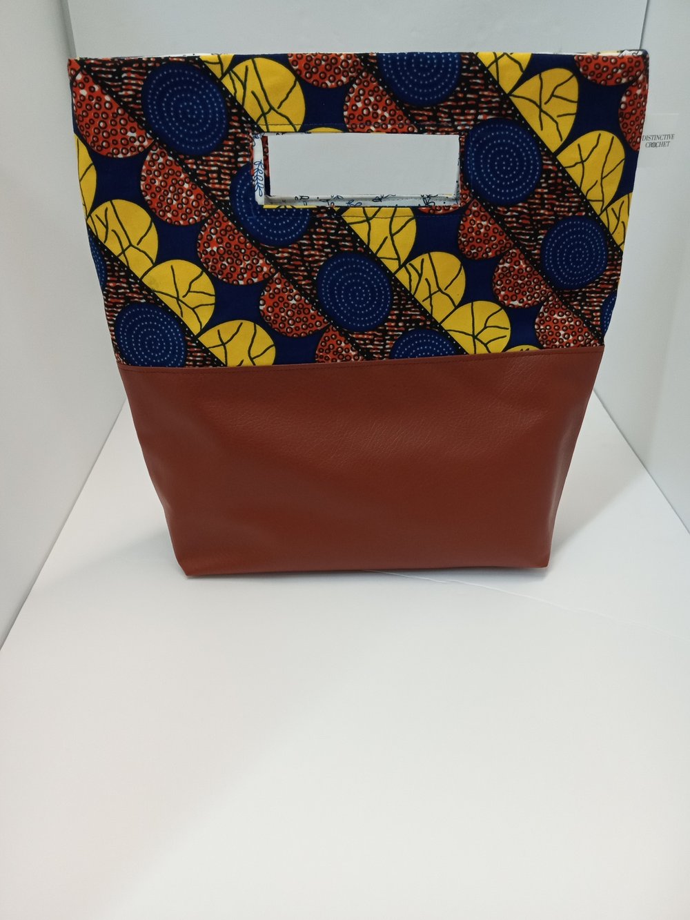Image of Tote Bag with handle cut outs in African Print Fabric ( free shipping on this bag)
