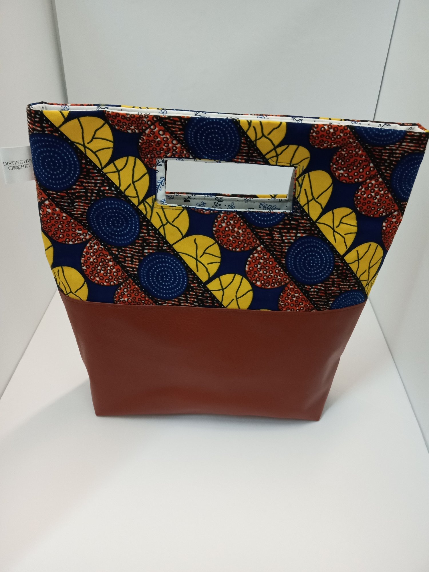 Image of Tote Bag with handle cut outs in African Print Fabric ( free shipping on this bag)