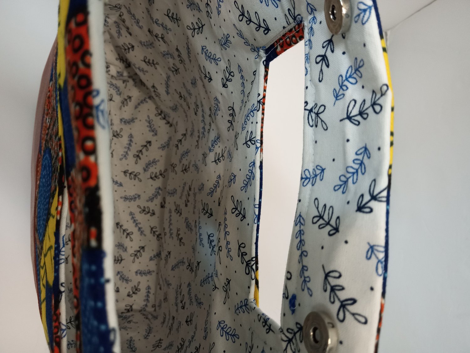 Image of Tote Bag with handle cut outs in African Print Fabric ( free shipping on this bag)