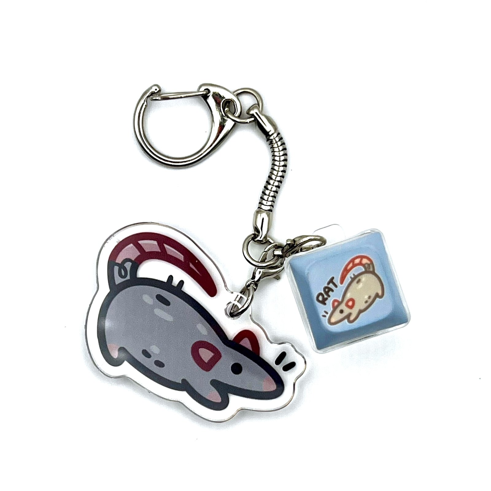 Rat-Themed Themed Mechanical Keychain with a LED-Lit Clicky Switch