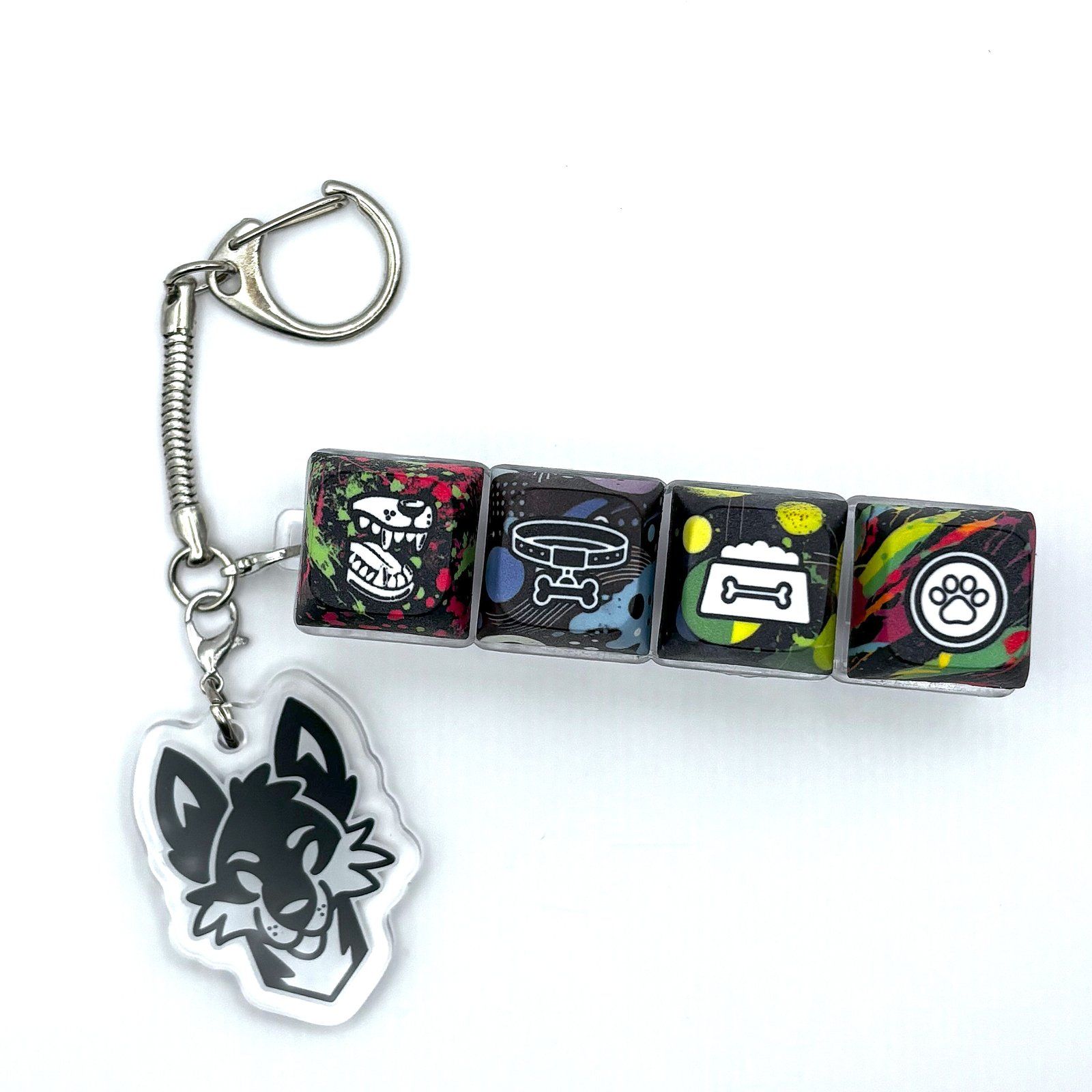 フースーヤ アクキー Punk Furry Dog Themed Mechanical Keychain with LED-Lit Clicky