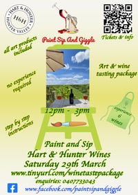 Image 2 of Paint and Sip Wine tasting package  Hart and Hunter Pokolbin, Saturday 29th March