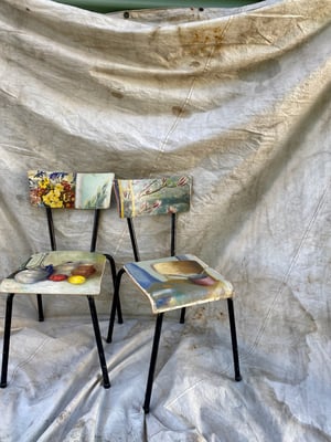 Image of painting chair - still life and blooms