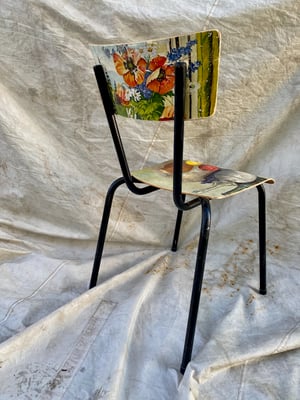 Image of painting chair - still life and blooms