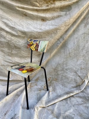 Image of painting chair - still life and blooms