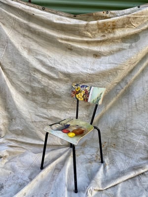 Image of painting chair - still life and blooms