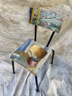 Image of painting chair - painting of a chair on a chair