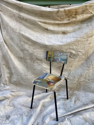 Image of painting chair - painting of a chair on a chair