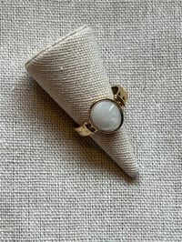 Image 1 of Stainless Steel Adjustable Ring White Stone 