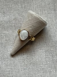 Image 2 of Stainless Steel Adjustable Ring White Stone 