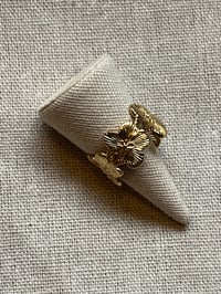 Image 1 of Stainless Steel Adjustable Ring Multiple Flowers Gold