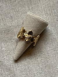 Image 2 of Stainless Steel Adjustable Ring Multiple Flowers Gold