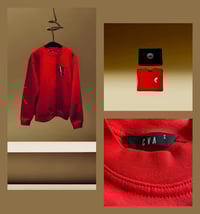 RED SWEATSHIRT WITH SILVER METAL SYMBOL [Light Reflection FX]