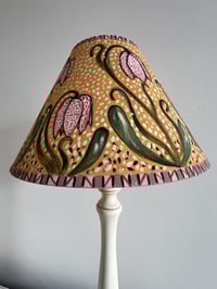 Image 3 of Fritillaria - a hand painted fabric lampshade, 25cm width base