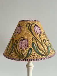 Image 1 of Fritillaria - a hand painted fabric lampshade, 25cm width base