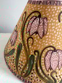 Image 2 of Fritillaria - a hand painted fabric lampshade, 25cm width base