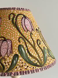 Image 5 of Fritillaria - a hand painted fabric lampshade, 25cm width base