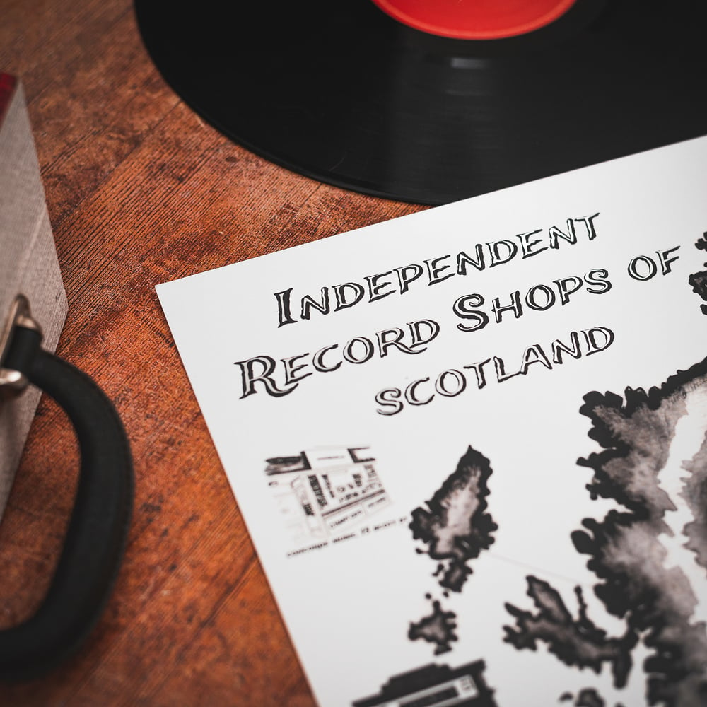 Independent Record Shops of Scotland Foil Map Print