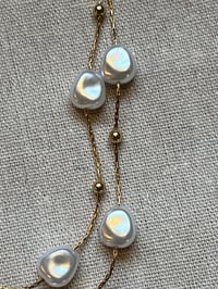 Image 2 of Stainless Steel Necklace Multiple White Perls 