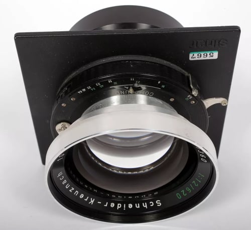 Image of Schneider Symmar 360mm F5.6 lens in compund #5 shutter sinar lensboard #5667