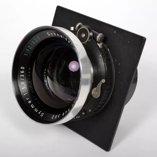 Image of Schneider Symmar 360mm F5.6 lens in compund #5 shutter sinar lensboard #5667