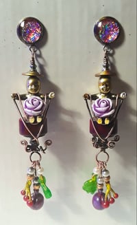 Plums and Cherries Drops Earrings with a Steampunk Gothic effect.
